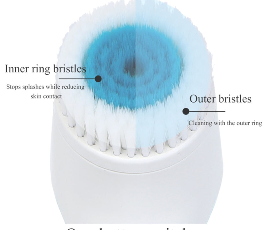 Close-up of soft silicone bristles on facial cleansing tool