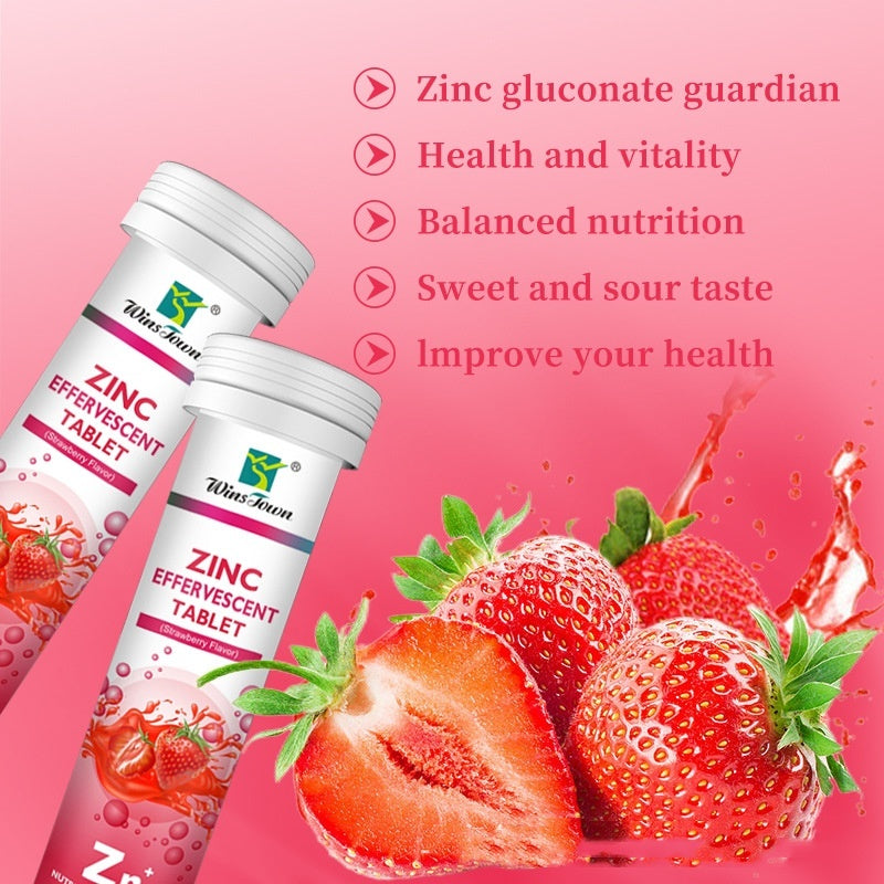Effervescent tablet calcium iron zinc supplement dissolving in water