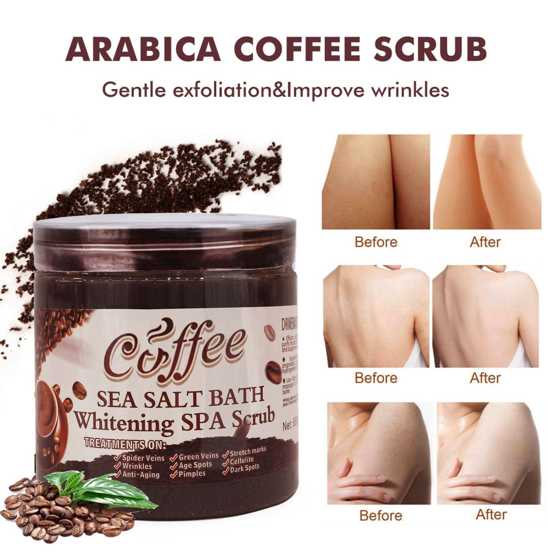 Smooth legs and arms after using moisturizing bath scrub