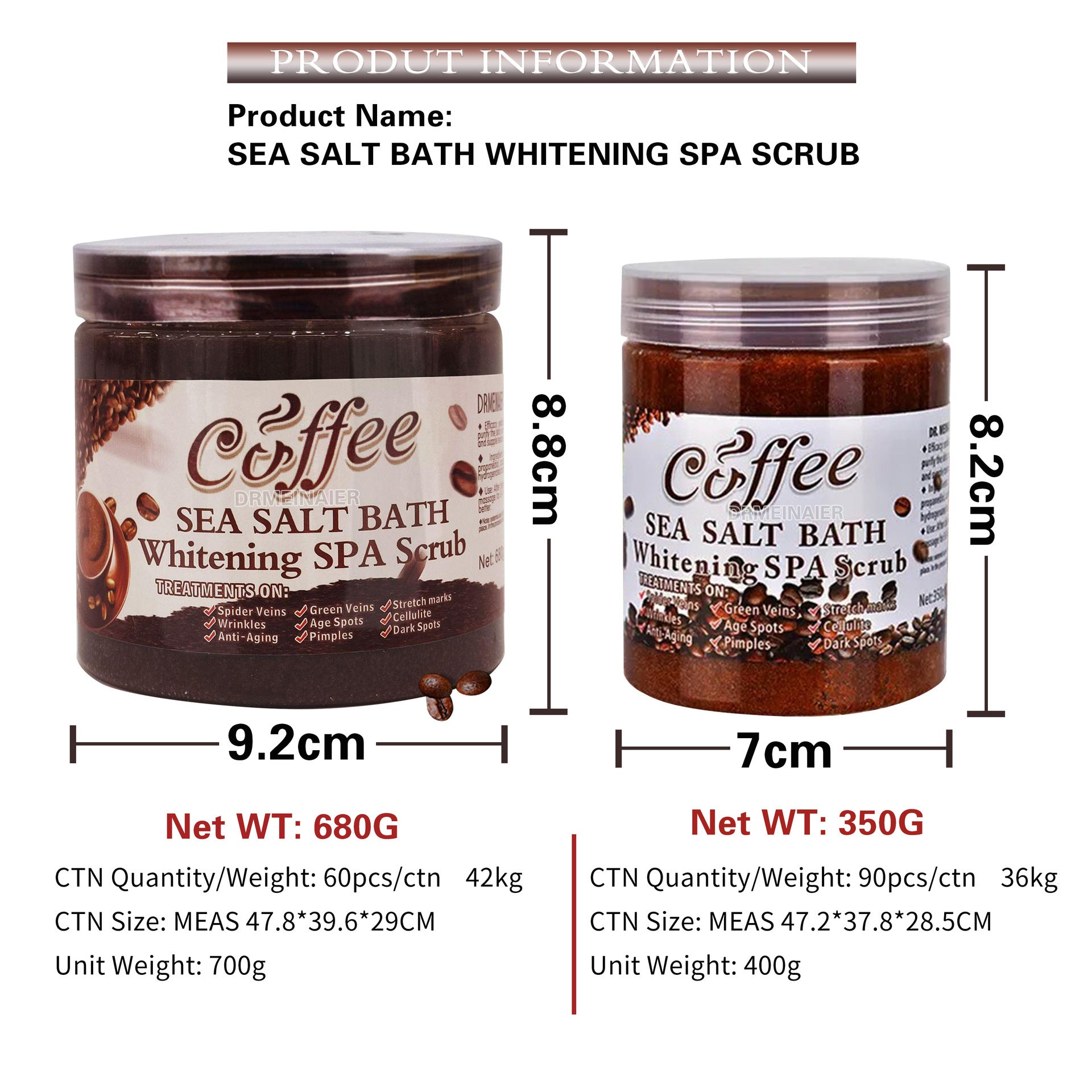 Jar of Coffee Bath Salts with bubbling exfoliation in hand
