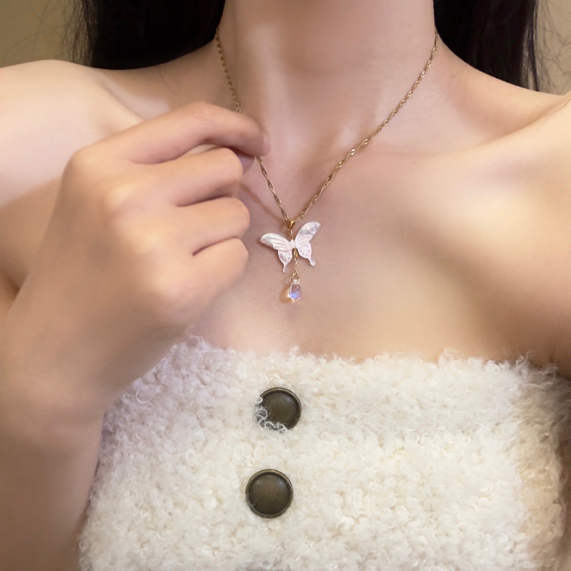 Elegant Butterfly Cold Niche Beaded Necklace | Unique Handmade Jewelry