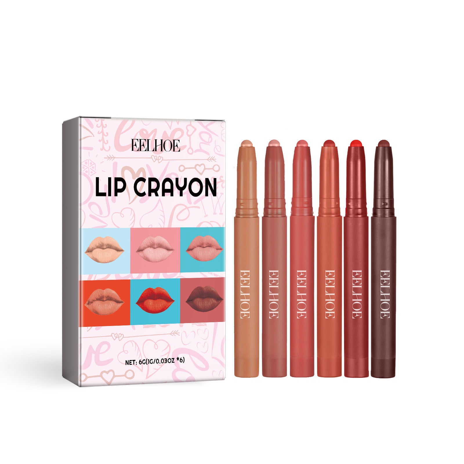 6-Color Natural Matte Lip Liner Outline | Long-Lasting Precision Lip Definition