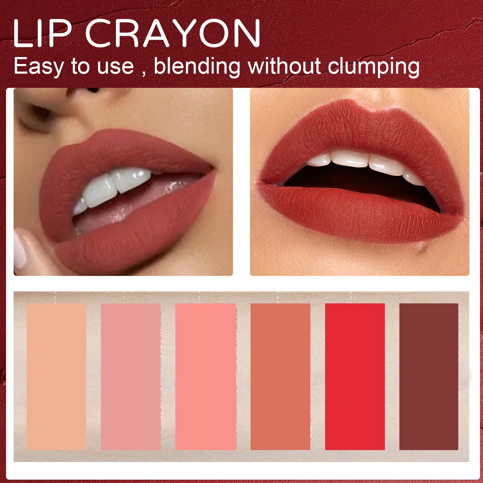 6-Color Natural Matte Lip Liner Outline | Long-Lasting Precision Lip Definition