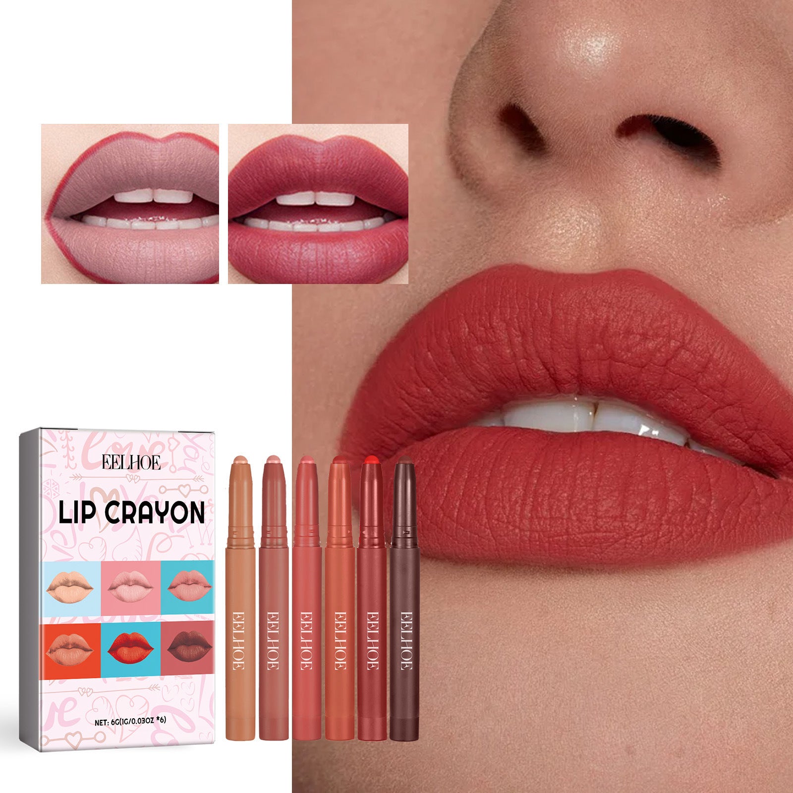 6-color Natural Matte Lip Liner Outline