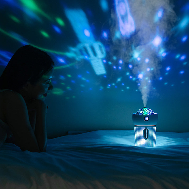 Night Light Humidifier in a Cozy Bedroom Setting with Soft Glow
